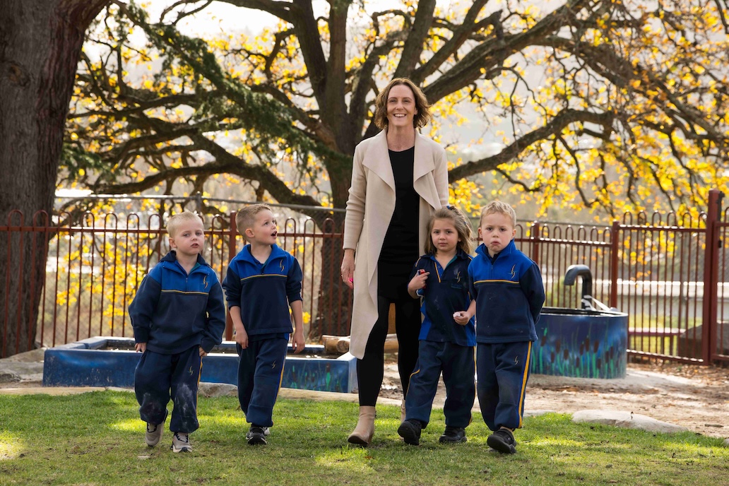 Teacher with kindergarten students at St Brigids